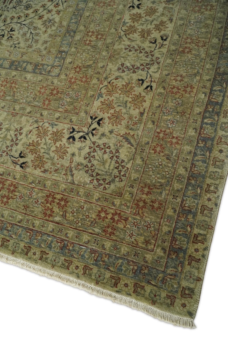 8x10 and 9x12 Vintage Brown Antique Persian Tabriz Fine Hand Knotted Wool Area Rug | TRD421