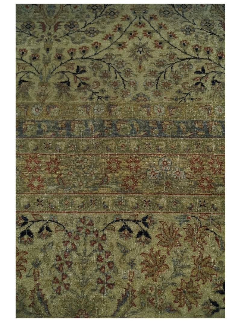 8x10 and 9x12 Vintage Brown Antique Persian Tabriz Fine Hand Knotted Wool Area Rug | TRD421