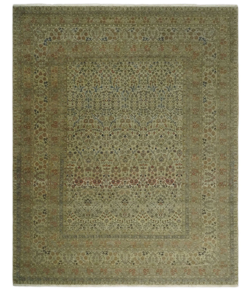 8x10 and 9x12 Vintage Brown Antique Persian Tabriz Fine Hand Knotted Wool Area Rug | TRD421