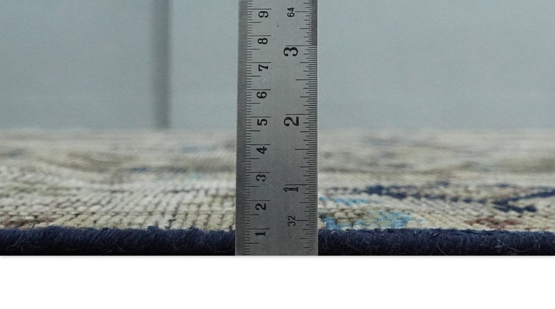 8x10 Antique look Brown, Beige and Blue Traditional Medallion wool Area Rug