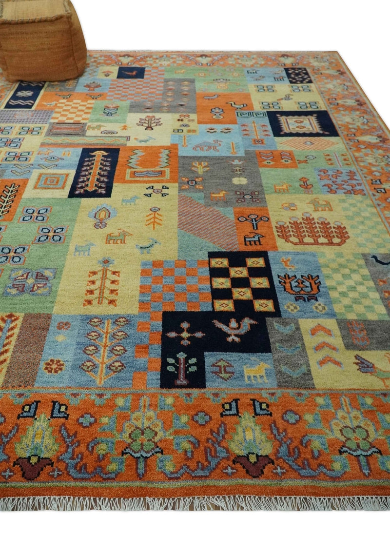 8x10 Antique Style Tribal Multi Color Hand knotted Traditional Wool Area Rug