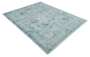 8x10 Aqua, Ivory and Silver Traditional Handmade Wool Area Rug by The Rug Decor