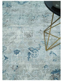 8x10 Aqua, Ivory and Silver Traditional Handmade Wool Area Rug by The Rug Decor