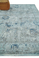 8x10 Aqua, Ivory and Silver Traditional Handmade Wool Area Rug by The Rug Decor