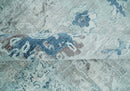 8x10 Aqua, Ivory and Silver Traditional Handmade Wool Area Rug by The Rug Decor