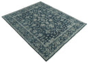 Antique Dark Teal Beige Wool Serapi Area Rug - Hand Knotted Distressed by The Rug Decor