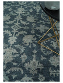 Antique Dark Teal Beige Wool Serapi Area Rug - Hand Knotted Distressed by The Rug Decor