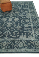 Antique Dark Teal Beige Wool Serapi Area Rug - Hand Knotted Distressed by The Rug Decor