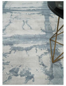 8x10 Beige and Gray Modern Abstract Handmade Fine Art Silk Area Rug by The Rug Decor