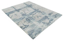 8x10 Beige and Gray Modern Abstract Handmade Fine Art Silk Area Rug by The Rug Decor