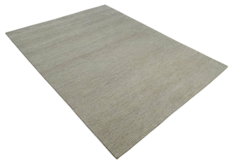 8x10 Beige and Ivory Hand Knotted Rug Contemporary area Rug