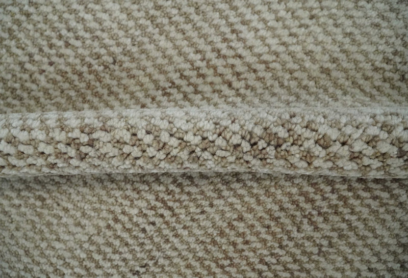8x10 Beige and Ivory Hand Knotted Rug Contemporary area Rug