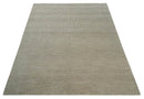 8x10 Beige and Ivory Hand Knotted Rug Contemporary area Rug