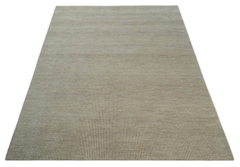 8x10 Beige and Ivory Hand Knotted Rug Contemporary area Rug
