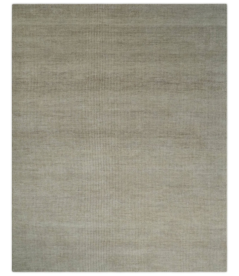 8x10 Beige and Ivory Hand Knotted Rug Contemporary area Rug