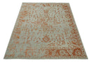 8x10 Beige and Peach Modern Abstract Hand Knotted Wool and Bamboo Silk Area Rug by The Rug Decor