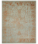 8x10 Beige and Peach Modern Abstract Hand Knotted Wool and Bamboo Silk Area Rug by The Rug Decor