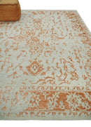 8x10 Beige and Peach Modern Abstract Hand Knotted Wool and Bamboo Silk Area Rug by The Rug Decor
