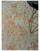 8x10 Beige and Peach Modern Abstract Hand Knotted Wool and Bamboo Silk Area Rug by The Rug Decor
