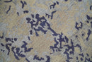 8x10 Beige, Blue and Silver Antique Style, Abstract Hand Knotted Low pile Wool Area Rug