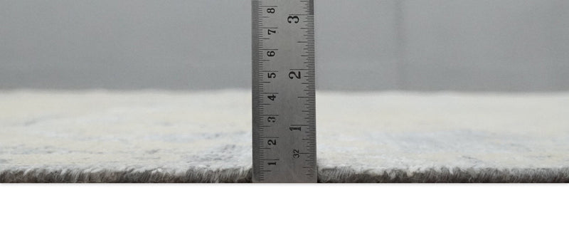 8x10 Beige, Charcoal and Silver Traditional Medallion Hand Knotted Wool and Bamboo Silk Area Rug