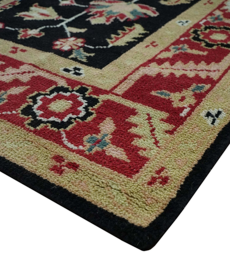 8x10 Black, Rust, and Olive Traditional Oriental Hand Knotted Wool Area Rug