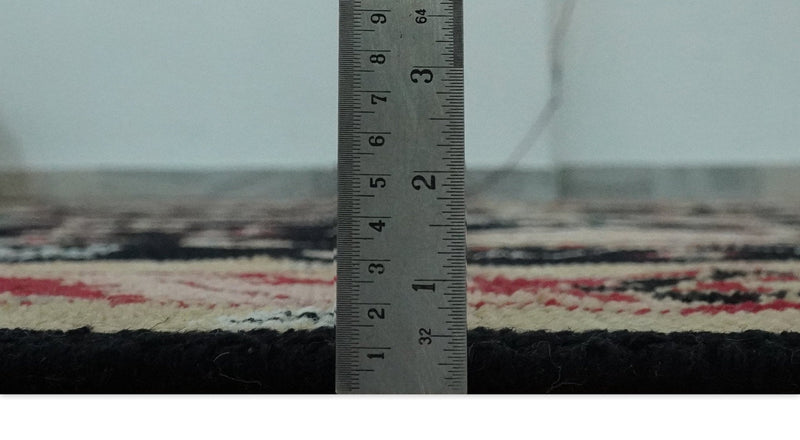 8x10 Black, Rust, and Olive Traditional Oriental Hand Knotted Wool Area Rug