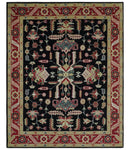 8x10 Black, Rust, and Olive Traditional Oriental Hand Knotted Wool Area Rug