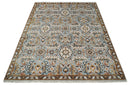 8x10 Blue and Brown Bamboo Silk  Traditional Persian Antique Area Rug | TRDCP200810