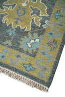 8x10 Blue and Brown Traditional Persian Hand knotted Antique Vintage Persian Oushak Area Rug | TRD49673