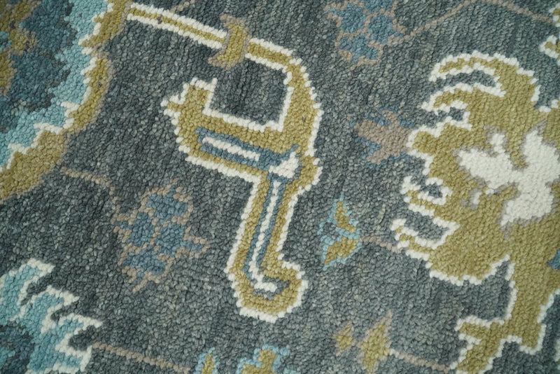 8x10 Blue and Brown Traditional Persian Hand knotted Antique Vintage Persian Oushak Area Rug | TRD49673