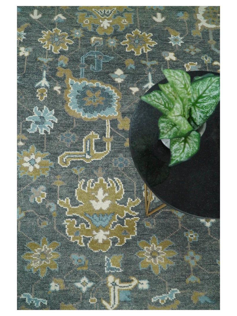 8x10 Blue and Brown Traditional Persian Hand knotted Antique Vintage Persian Oushak Area Rug | TRD49673