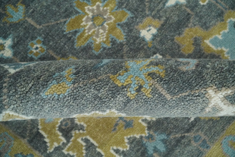 8x10 Blue and Brown Traditional Persian Hand knotted Antique Vintage Persian Oushak Area Rug | TRD49673