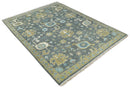Beige and Gray Traditional Persian Hand Knotted Antique Vintage Oushak Area Rug 8x10