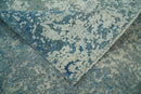 Beige and Teal Modern Abstract Hand Knotted Wool Area Rug 8x10