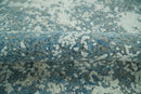 Beige and Teal Modern Abstract Hand Knotted Wool Area Rug 8x10