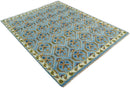 Hand Knotted Wool Area Rug Blue Brown Beige Vintage Inspired by The Rug Decor