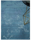 8x10 Blue Gray, Violet and Silver Traditional Handmade Wool and Art Silk Area Rug by The Rug Decor