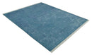 8x10 Blue Gray, Violet and Silver Traditional Handmade Wool and Art Silk Area Rug by The Rug Decor