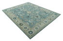 8x10 Blue, Ivory and Beige Hand Tufted Oriental Oushak wool area rug by The Rug Decor