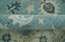 8x10 Blue, Ivory and Beige Hand Tufted Oriental Oushak wool area rug by The Rug Decor