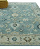 8x10 Blue, Ivory and Beige Hand Tufted Oriental Oushak wool area rug by The Rug Decor