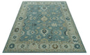 8x10 Blue, Ivory and Beige Hand Tufted Oriental Oushak wool area rug by The Rug Decor