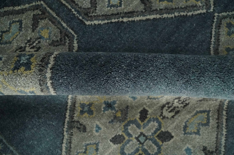 8x10 Gray, Silver and Charcoal Hand knotted Traditional wool Area Rug