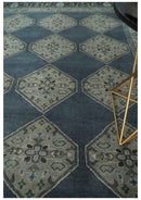 8x10 Gray, Silver and Charcoal Hand knotted Traditional wool Area Rug