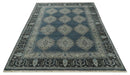 8x10 Gray, Silver and Charcoal Hand knotted Traditional wool Area Rug