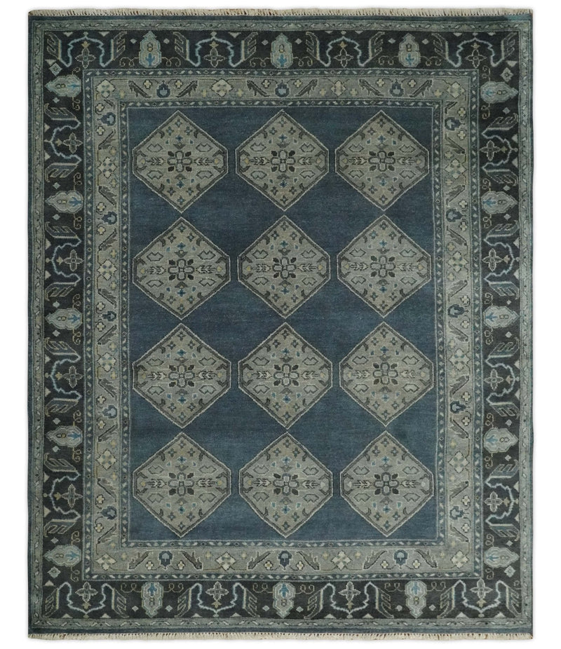 8x10 Gray, Silver and Charcoal Hand knotted Traditional wool Area Rug