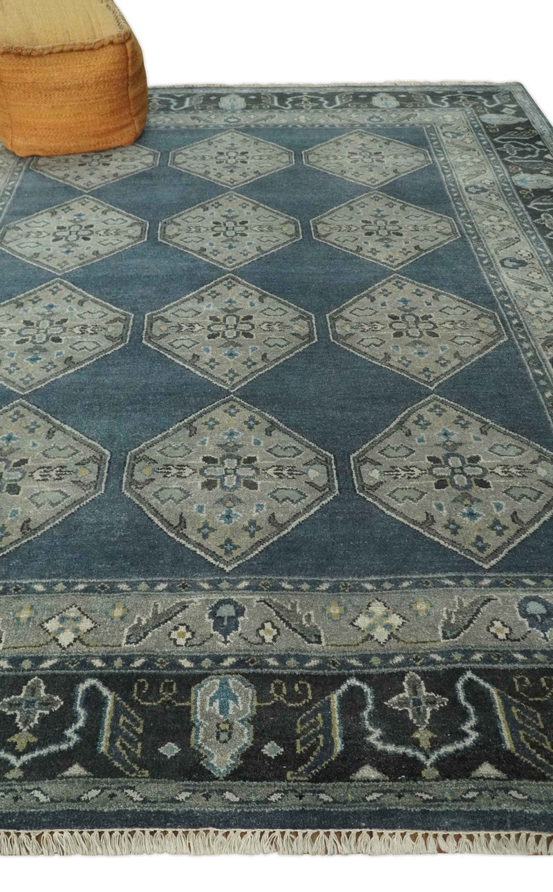 8x10 Gray, Silver and Charcoal Hand knotted Traditional wool Area Rug