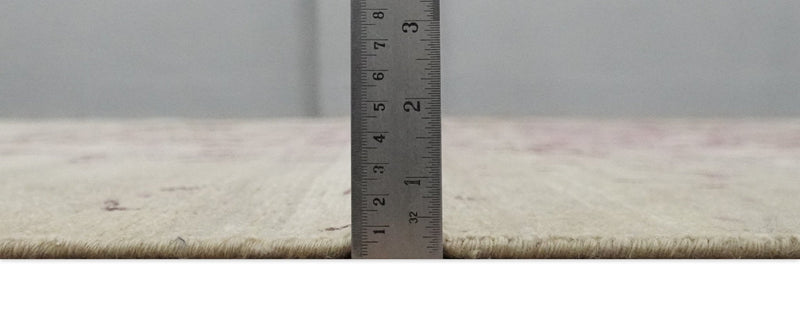 8x10 Camel and Purple Antique Style, Abstract Hand Knotted Low pile Wool Area Rug