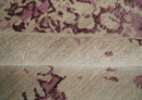 8x10 Camel and Purple Antique Style, Abstract Hand Knotted Low pile Wool Area Rug